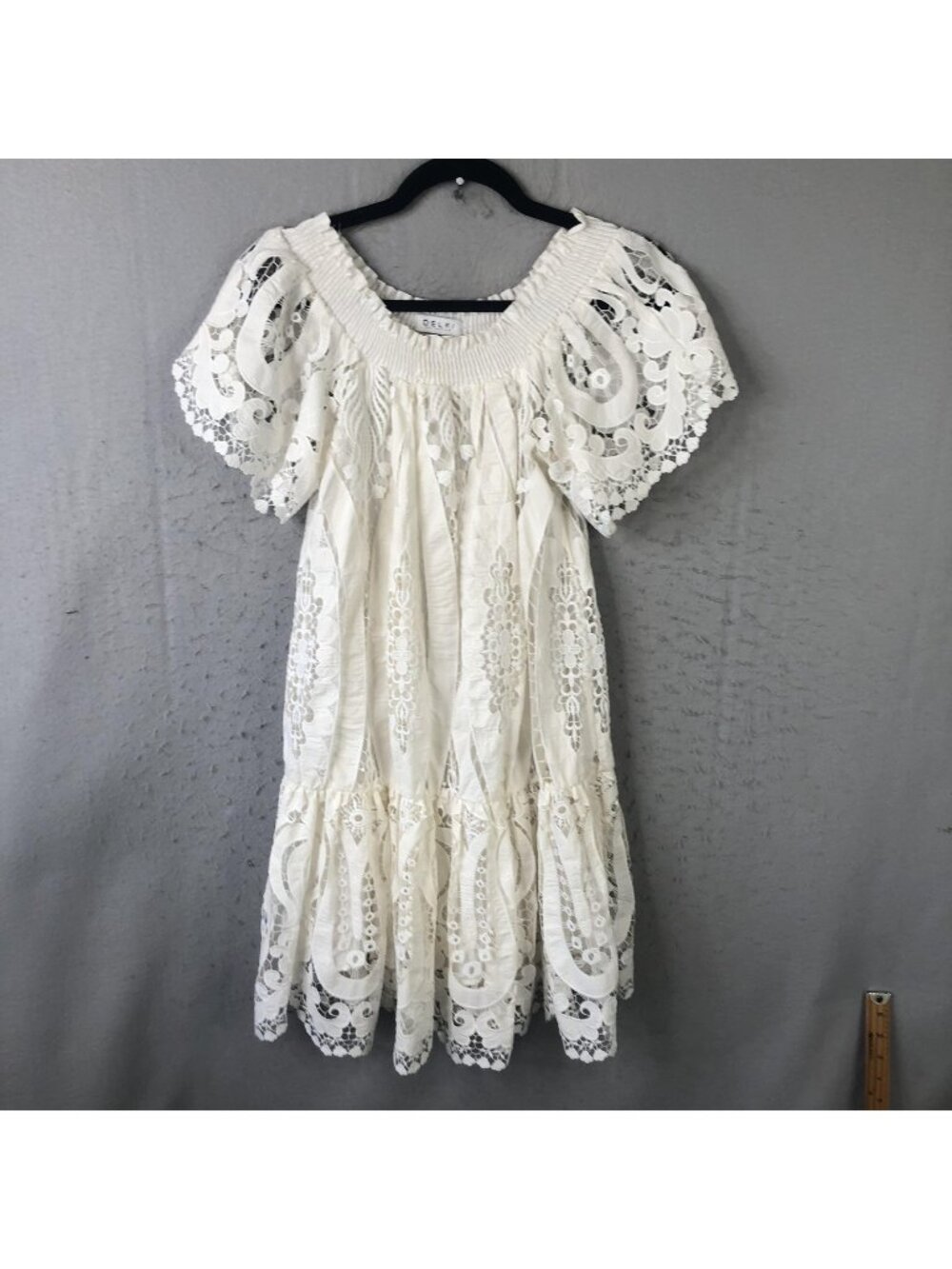 Fairy Grunge Dress Womens M White Lace Trapeze Swing Coquette Feminine Bridal